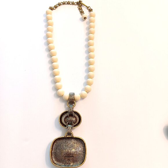 Heidi Daus Cream Glass Beaded & Enamel Amber Crystal Necklace & Earring Set - Picture 4 of 8